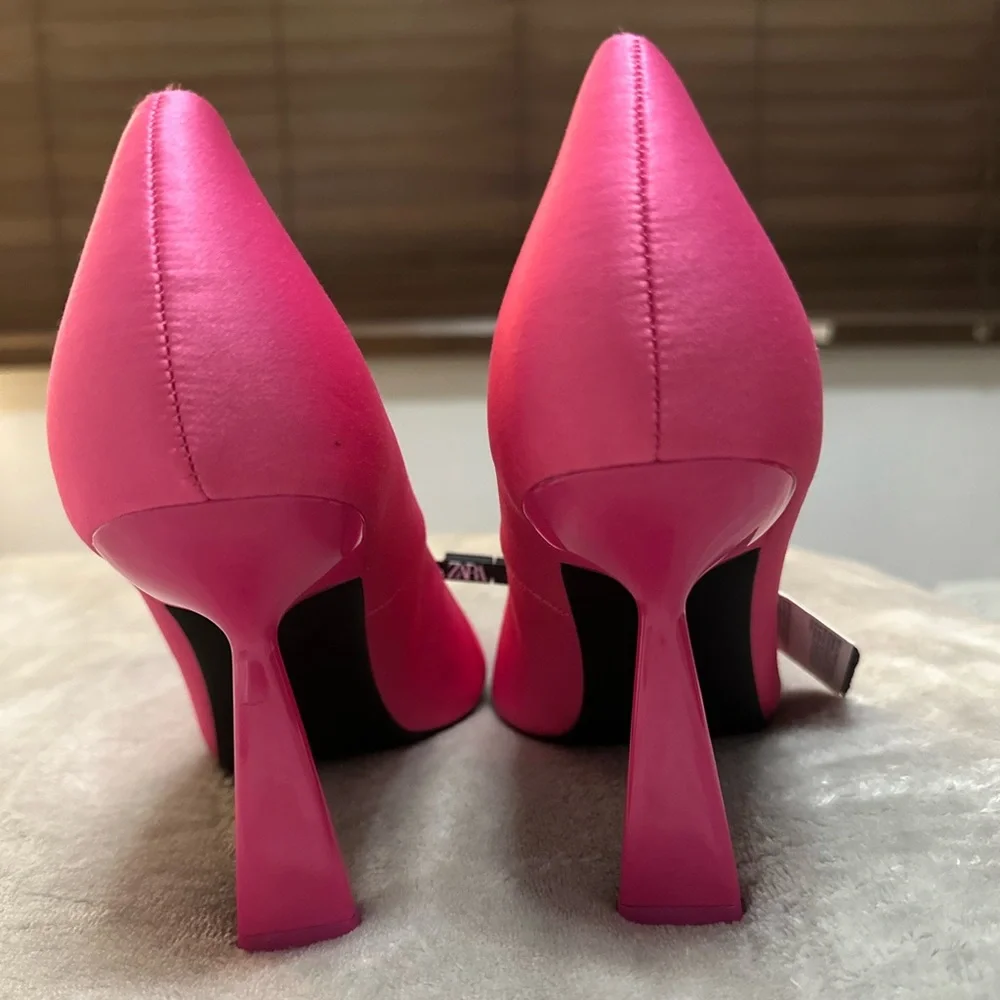 Zara Hot Pink Pointed-Toe High Heels NWOT - Picture 4 of 4